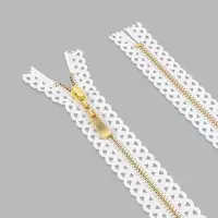 Молния металлическая, №3, неразъёмная, замок автомат, 60 см, декоративная, белая