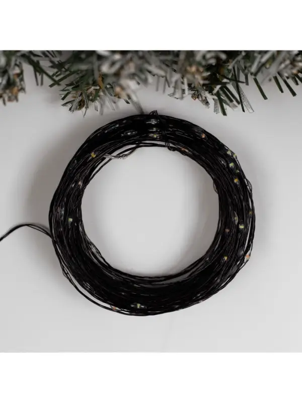 Гирлянда &laquo;Нить&raquo; 20 м, роса, IP20, чёрная нить, 200 LED, свечение мульти, 12 В