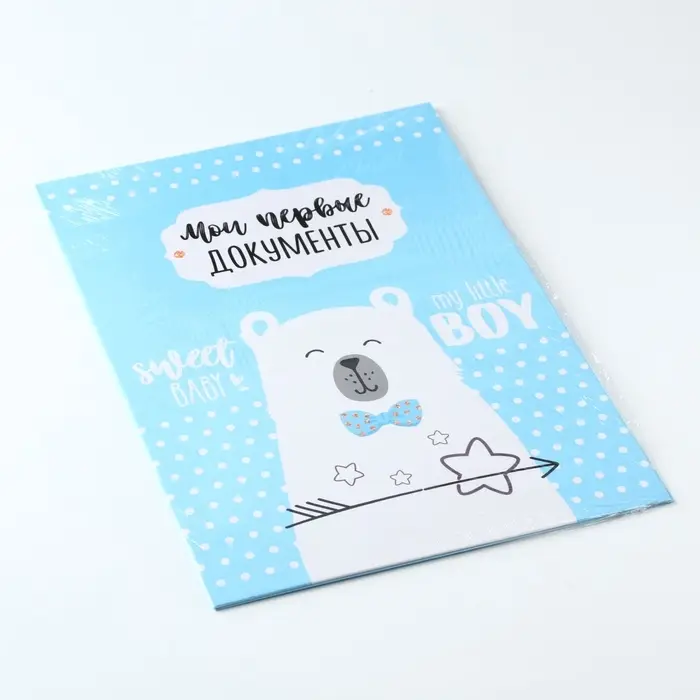 Свидетельство о рождении для мальчика  Свидетельство о рождении для мальчика "Мишка", 32 х 22,3 см