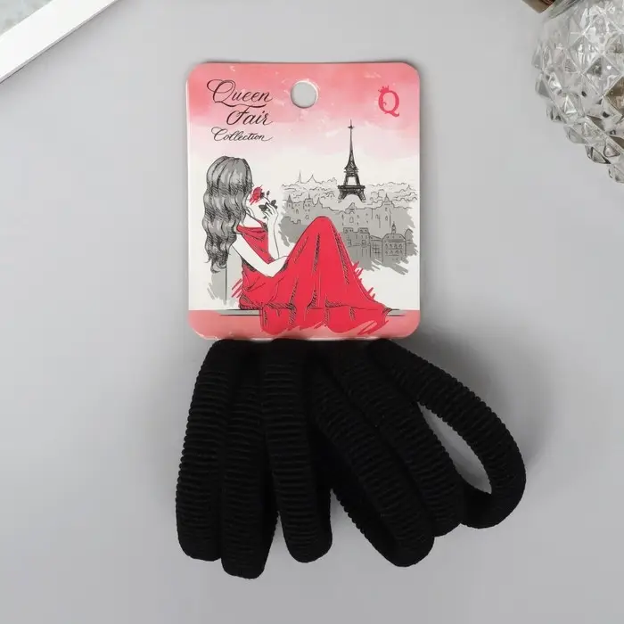 Резинки для волос «Марлен», набор 6 шт., мечты, 4 см, чёрные