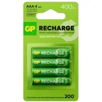 Аккумулятор GP, Ni-Mh, AAA, HR03-2BL, 1.2 В, 400 мАч, блистер, 4 шт.