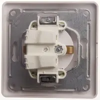 GLOSSA Розетка с заземлением со шторками с крышкой белая в сборе IP20