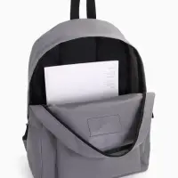 Рюкзак школьный на молнии, с карманом, однотонный, размер 30&times;14&times;41 см, серый