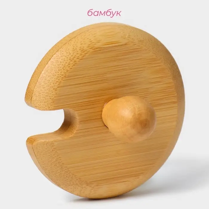 Крышка для ёмкостей Доляна, d=6 см, с ручкой, бамбук Крышка для ёмкостей Доляна, d=6 см, с ручкой, бамбук