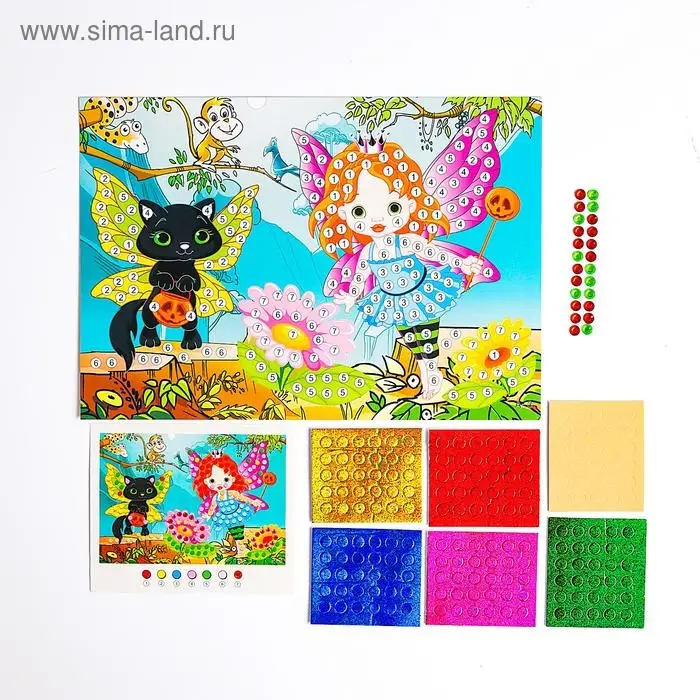 Аппликация круглыми стразами и EVA «Сказочная фея» Аппликация круглыми стразами и EVA «Сказочная фея»