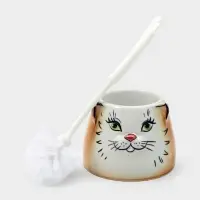 Ёршик для унитаза с подставкой «Кошка», фарфор, МИКС