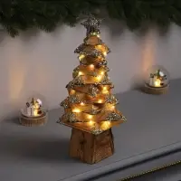 Фигура деревянная &laquo;Ёлочка&raquo;, 33&times;17&times;17 см, 50 LED, от батареек AAx2, свечение тёплое белое