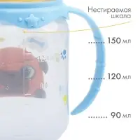 Бутылочка для кормления M&B &laquo;ТРЕНД. Песики&raquo;, классическое горло, с ручками, от 0 мес., 150 мл., цилиндр, голубой