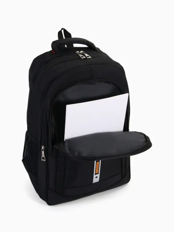 Рюкзак, 2 отдела на молнии, 4 кармана, 37&times;17&times;54 см, чёрный