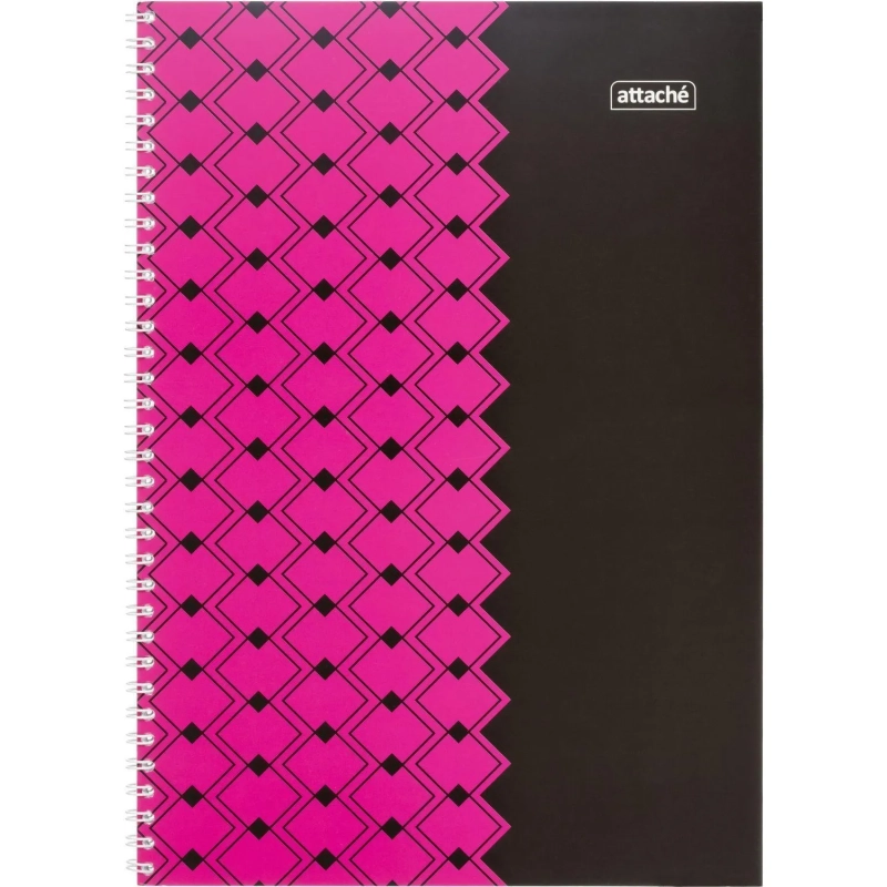 Бизнес-тетрадь А4 60л Attache Персия Фукс/Черн клет, 65г, греб, ВД-лак
