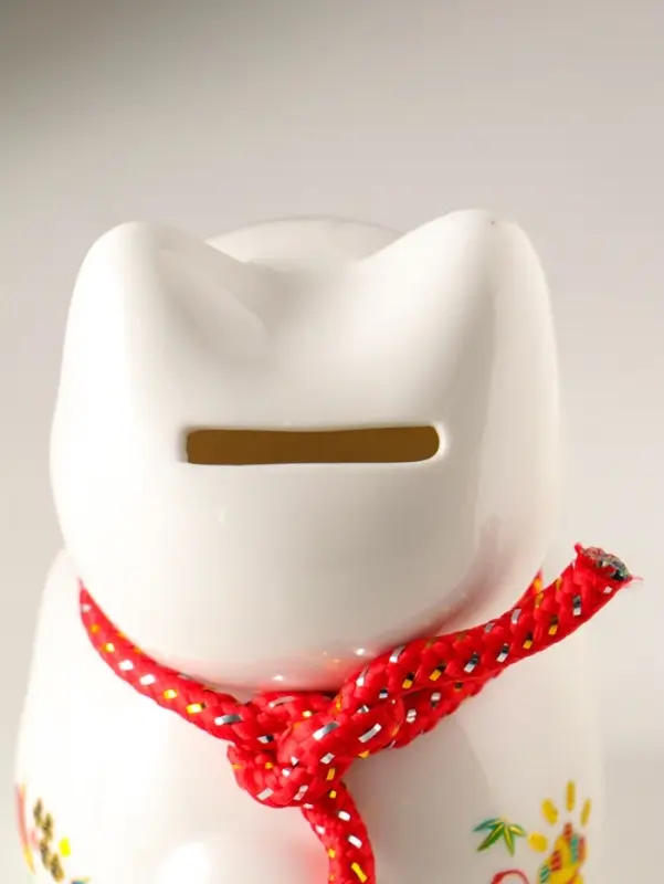 Копилка керамика "Кот Манэки-нэко с веером" 7,8х7,5х12,5 см