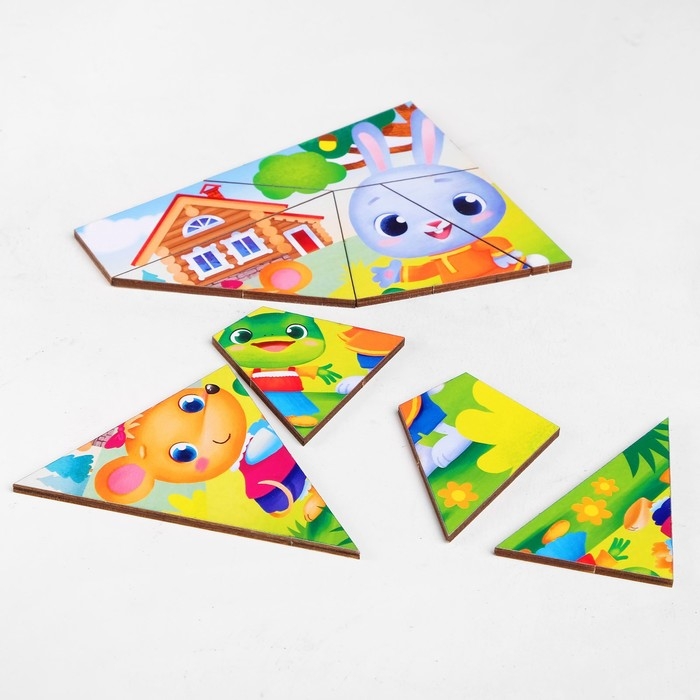 Пазл разрезной «Сказки для малышей», 3 картинки в раме Пазл разрезной «Сказки для малышей», 3 картинки в раме