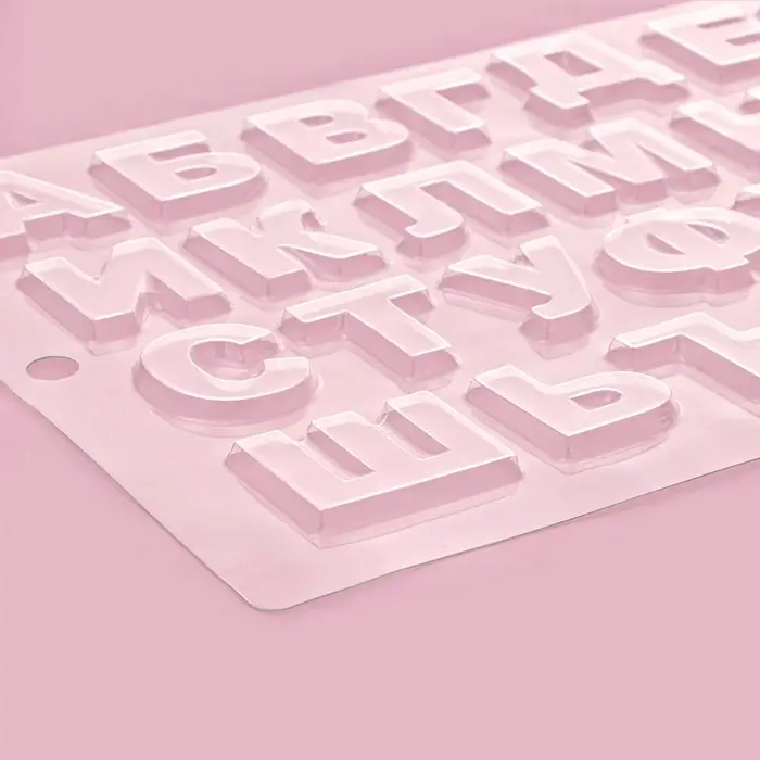 Форма для шоколада «Алфавит», 35×20 см, 31 ячейка, прозрачная