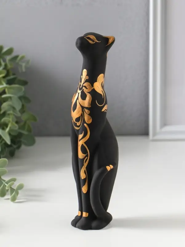 Фигурка керамика &laquo;Кошка Багира прямая&raquo;, чёрный, 6&times;6&times;21 см