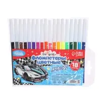 Фломастеры 18 цветов &laquo;Машинка&raquo;, невентилируемый колпачок