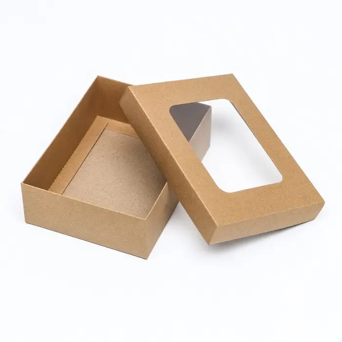 Коробка подарочная складная, упаковка, крышка - дно, с окном, крафт, 16.5×12.5×5.2 см Коробка подарочная складная, упаковка, крышка - дно, с окном, крафт, 16.5×12.5×5.2 см