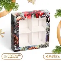 Коробка под 4 конфеты новогодняя &laquo;Время чудес&raquo;, 10.5&times;10.5&times;3.5 см