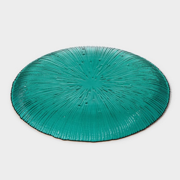 Тарелка стеклянная «Фейерверк», d=20,5 см, цвет изумрудный Тарелка стеклянная «Фейерверк», d=20,5 см, цвет изумрудный