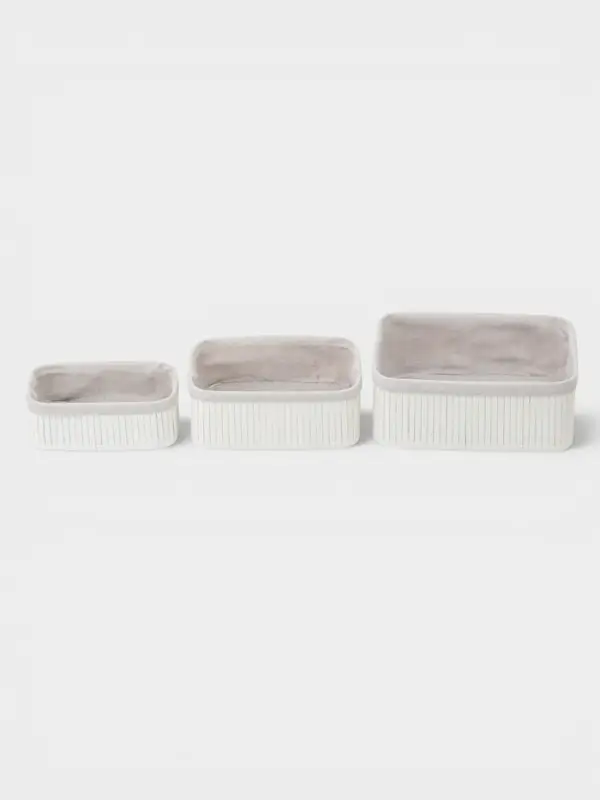 Корзины для хранения Nature whitel, прямоугольные, 3 шт.: от 22&times;12&times;8 см до 30&times;20&times;12 см, белые