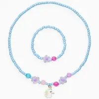 Набор детский &laquo;Выбражулька&raquo; 2 предмета: бусы, браслет, единорог, цветы, цвет голубой