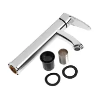 Смеситель для раковины ZEIN Z3721, однорычажный, длина излива 12 см, высокий, пластик, хром