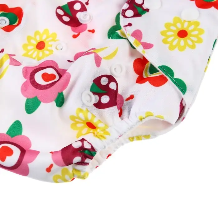 Многоразовый подгузник с 3-х слойным вкладышем Крошка Я &laquo;Цветочки&raquo;, 3-15 кг
