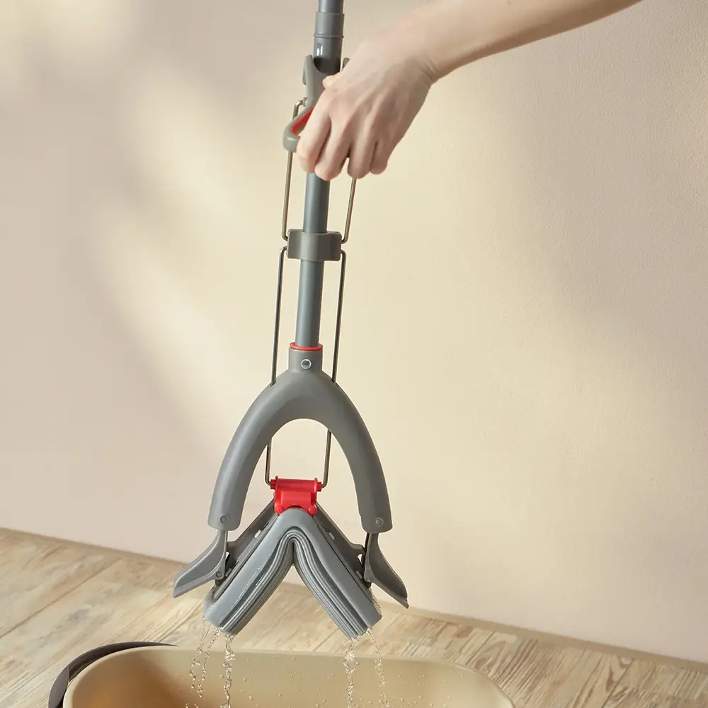 Швабра с отжимом и смен. насадкой ПВА тм VETTA Премиум Грей, телеск. ручка 123-141см, насадка 28см