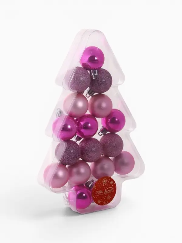 Ёлочные шары набор 17 шт. &laquo;Ассорти&raquo;, d=4 см, розовые, фиолетовые