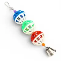 Игрушка для птиц "Дискотека" с 3 шариками, 20 х 4 см, микс цветов