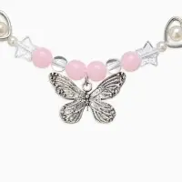 Бусы детские "Выбражулька" стиль, бабочка, цвет бело-розовый в серебре