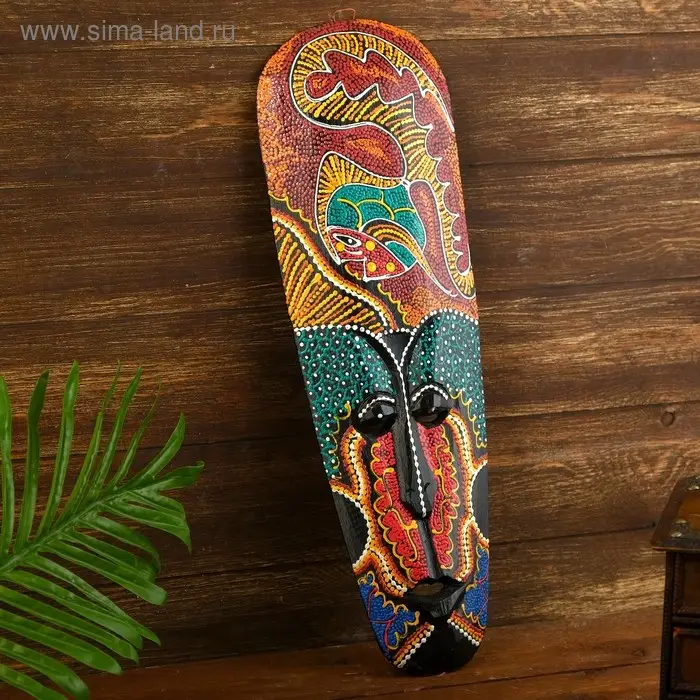 Маска Маска "Абориген рыбка" дерево 3х12х50 см