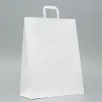 Пакет крафт без печати, белый, плоская ручка 35×15×45 см