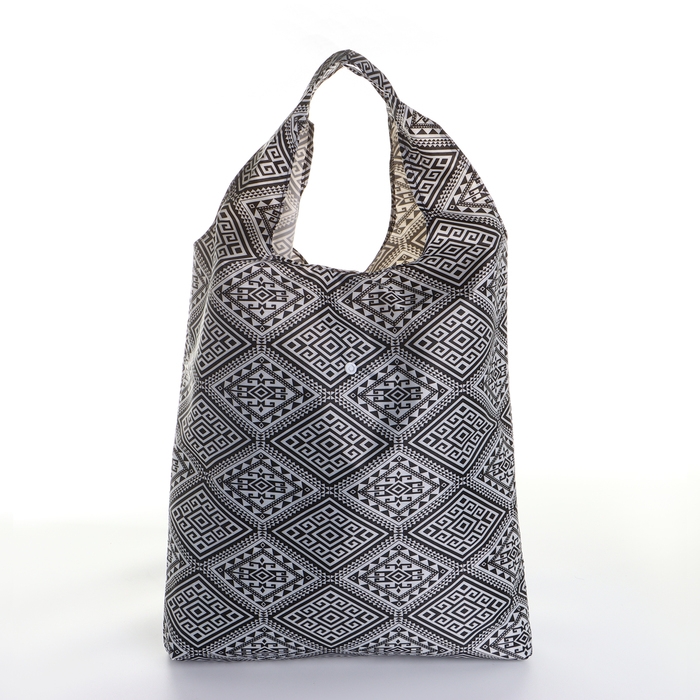 Сумка хозяйственная на кнопке, складная, цвет чёрный/белый Сумка хозяйственная на кнопке, складная, цвет чёрный/белый