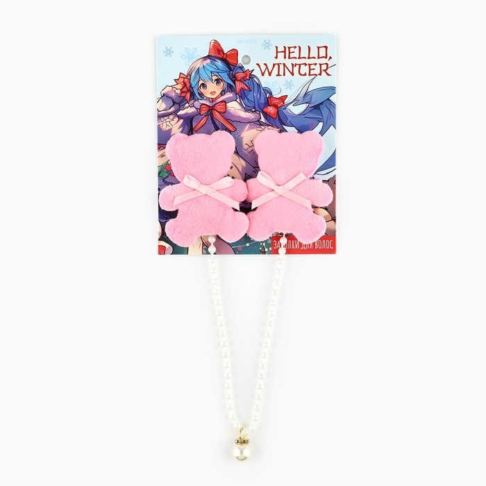 Заколки мишки новогодние «Привет зима», на Новый год, набор 2 шт, 5 х 4 см Заколки мишки новогодние «Привет зима», на Новый год, набор 2 шт, 5 х 4 см