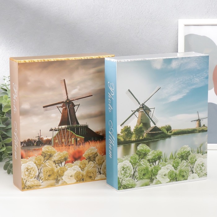 Фотоальбом на 200 фото 10х15 см Фотоальбом на 200 фото 10х15 см "Мельница" в коробке МИКС 26,5х20,5х5,5 см