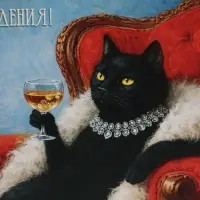 Открытка &laquo;Королева, с Днём Рождения!&raquo;, кошка, 15&times;15 см