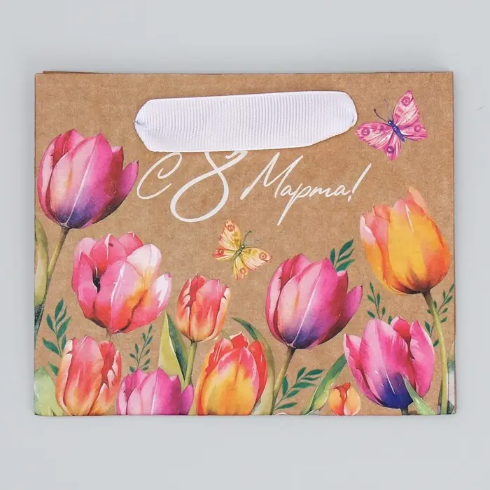 Пакет подарочный крафтовый, упаковка, «8 марта», S 12 х 15 х 5.5 см Пакет подарочный крафтовый, упаковка, «8 марта», S 12 х 15 х 5.5 см