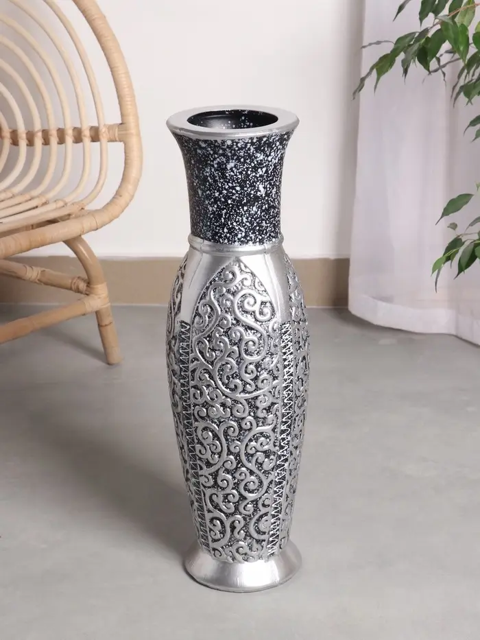 Ваза напольная &laquo;Нико&raquo;, 60&times;15 см, керамика, серебристо-чёрная