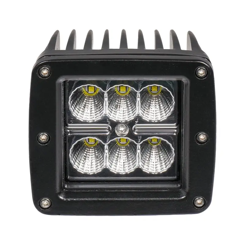 Фара светодиодная квадратная, 6 LED рассеяный свет, 18W, (82х75х75) 12/24V