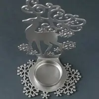 Подсвечник новогодний "Олень" серебряный 6,5х9,6х14,5 см