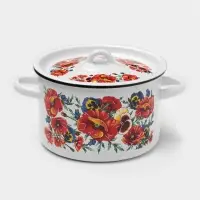 Кастрюля эмалированная &laquo;Маки Мечта&raquo;, 2.9 л, d=20 см, с крышкой, белая