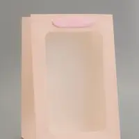 Пакет подарочный вертикальный, с окном, 30&times;20&times;16 см, розовый