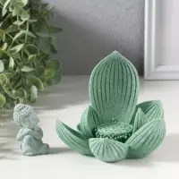 Сувенир полистоун "Лотос и Будда" зелёный 12,5х12,5х11 см