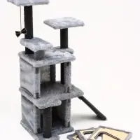 Домик для кошек с когтеточкой, 33&times;40&times;103 см, квадратный, ковролин, серый
