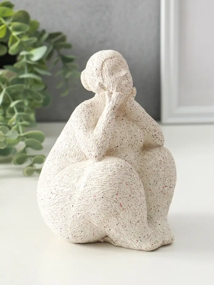 Сувенир полистоун "Пышечка. Удивление" белый песок 11,5х11х16см