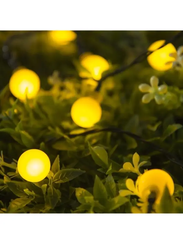 Гирлянда &laquo;Нить&raquo;, 4.5 м, уличная, с насадками &laquo;Шарик&raquo;, IP44, 30 LED, 2 режима, солнечная батарея, тёмная нить, свечение жёлтое