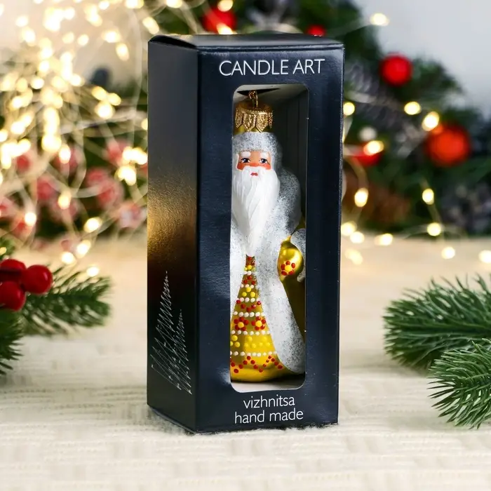 Ёлочная игрушка &laquo;Дед Мороз&raquo; снежинки, h=12 см, ручная роспись, золото