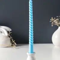 Свеча витая 25 см, 57 г, 5 ч, пастельно-голубой