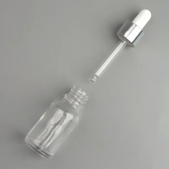 Бутылочка для хранения, с пипеткой, 15 мл, серебристая, белая Бутылочка для хранения, с пипеткой, 15 мл, серебристая, белая