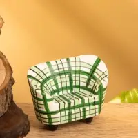 Мебель для кукол &laquo;Кресло клетчатое&raquo;, 6&times;3.5&times;5 см, дерево, зелёная